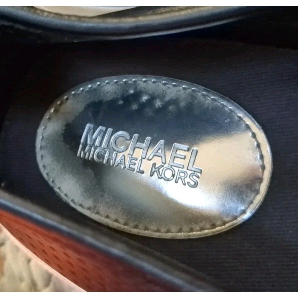 Michael Kors Women Leather Slip-On Shoes 8 Boerum Double Gore Lasered Black